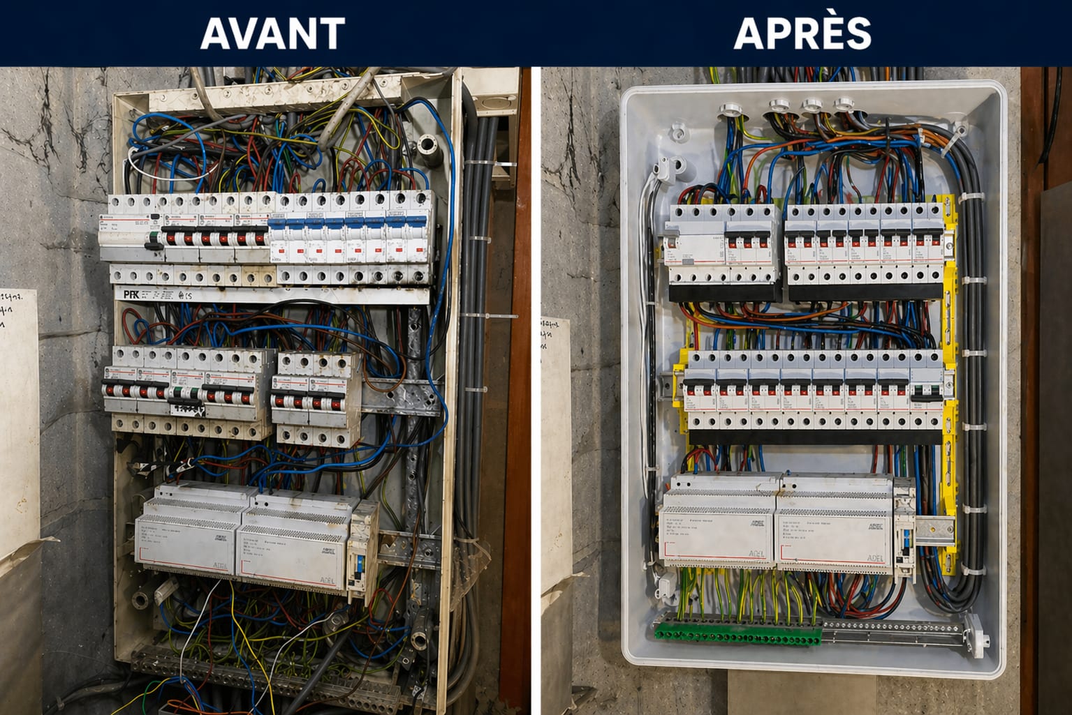 Comparaison d’un tableau électrique avant et après les travaux